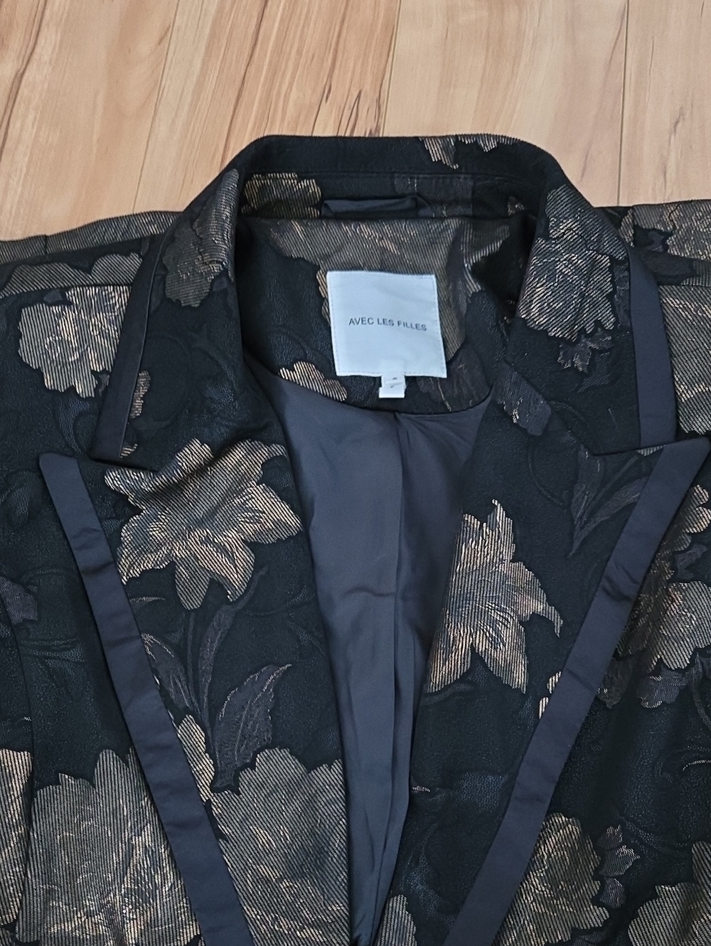 Avec Les Filles Metallic Floral Brocade Blazer Small - Picture 3 of 12
